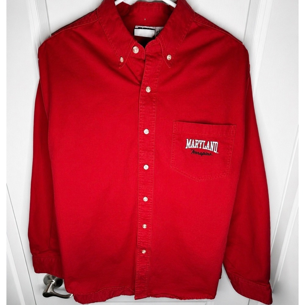 Vintage 90's Maryland Terrapin Terps Embroidered Button Down Long Sleeve Shirt